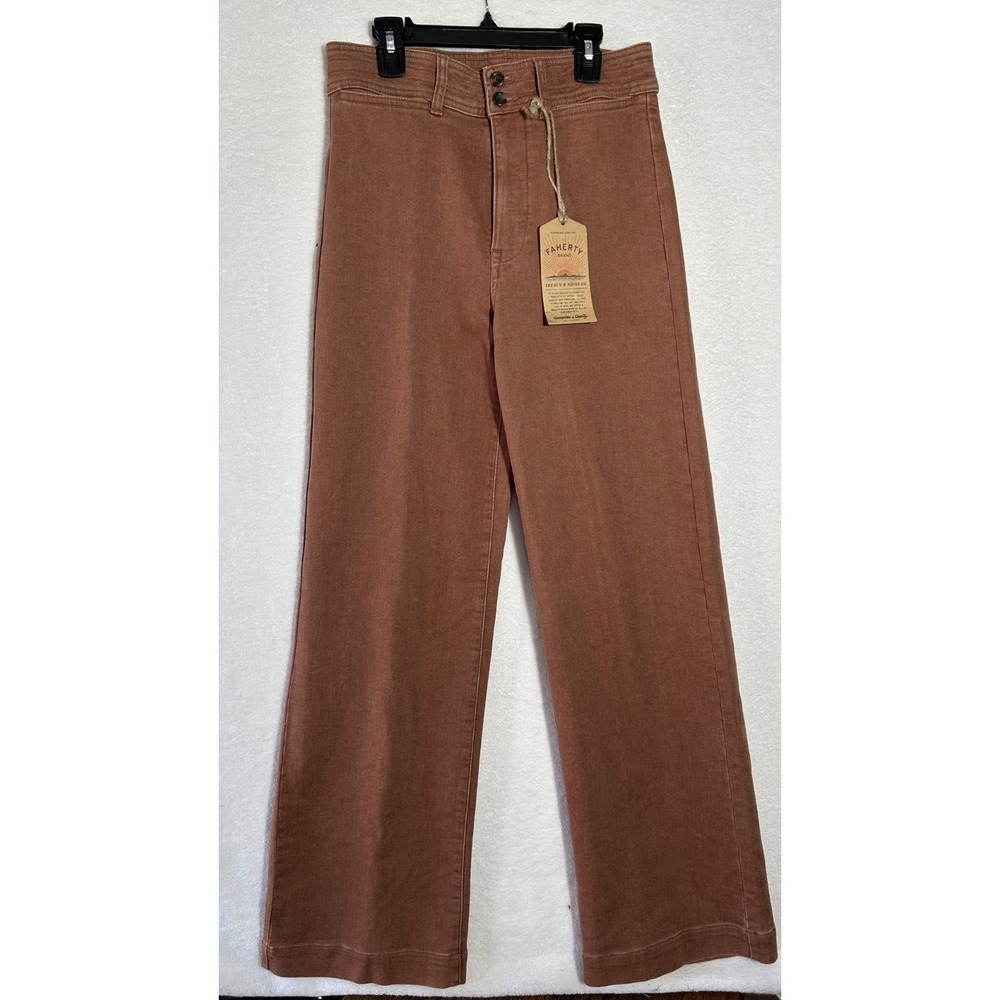 Faherty Womens Size 27 Rust Brown Stretch Terry Harbor Pants